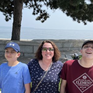 Director Robin and her two sons on vacation